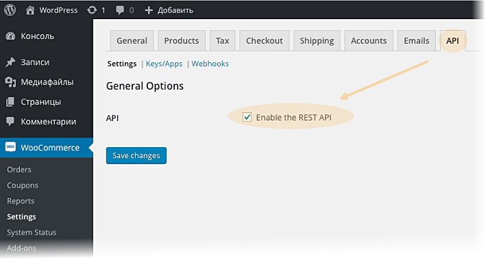 Включение REST API